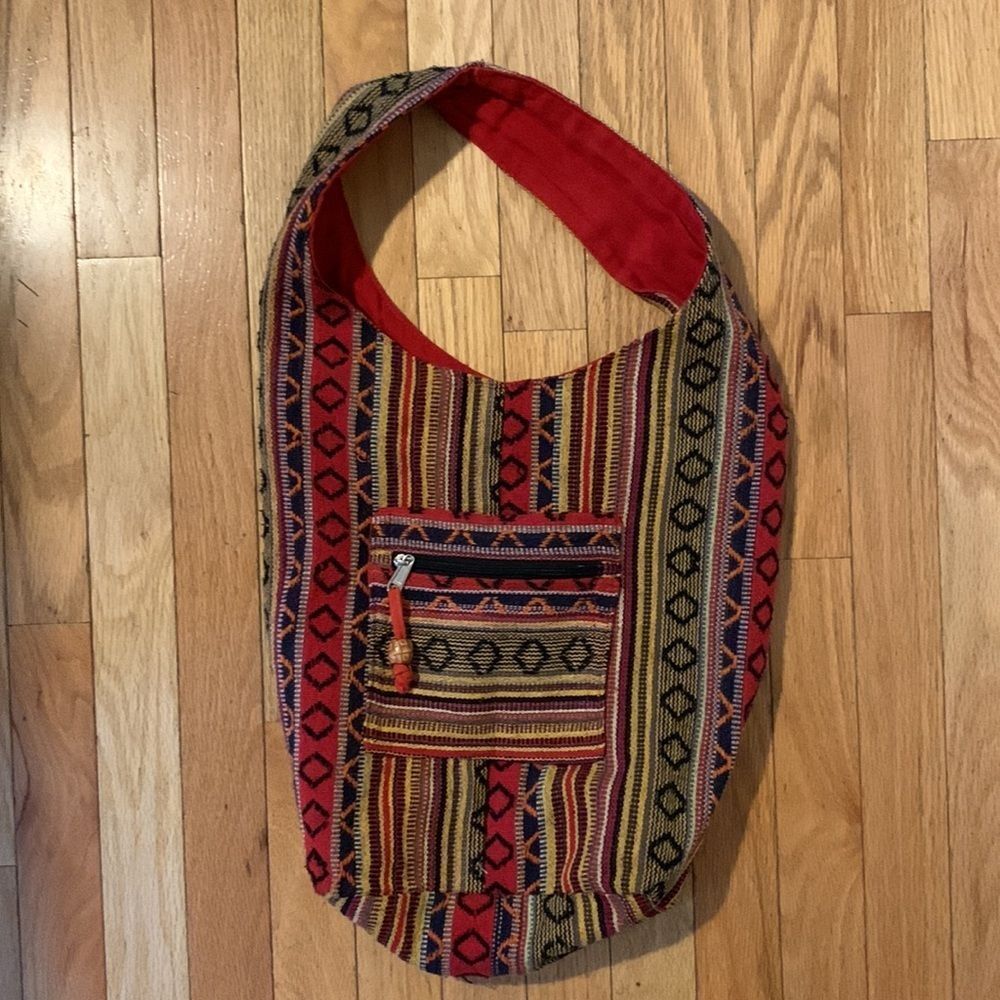 Tribe Azure‎ Red Hobo Messenger Shoulder Sling Bag Large Roomy Beach Crossbody